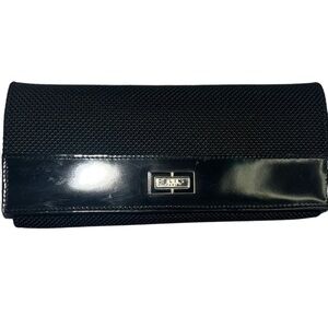 Celine Black Textured Clutch with Glossy Accent